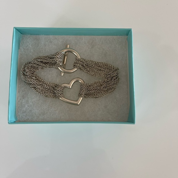 Tiffany & Co. Mesh Heart Multi Strand Sterling Silver Bracelet. - Picture 3 of 8